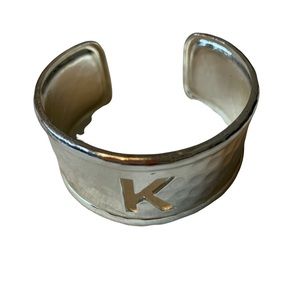 Rustic Cuff Monogrammed K Silver Toned Cuff Bracelet